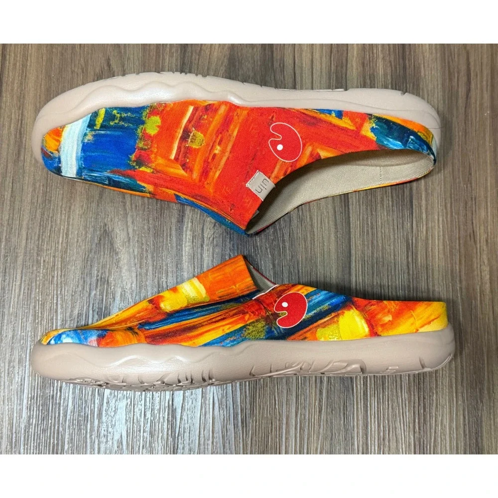 UIN Color Zone Mens Abstract Oil Painting Print Slipper Mules Clogs Sz 11